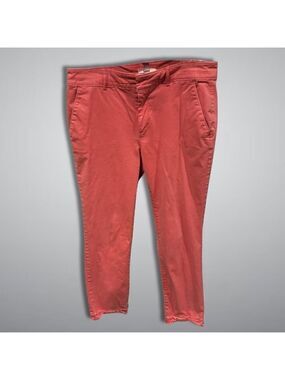 LOFT Chino Cropped Pants Mid-Rise Slim Fit Capri Ankle Cut Coral Pink Women's 8